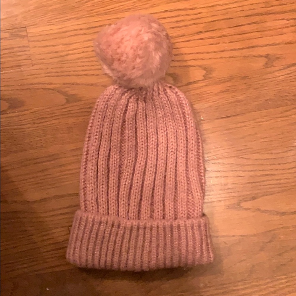 Peach with Gold thread knit hat by H&M